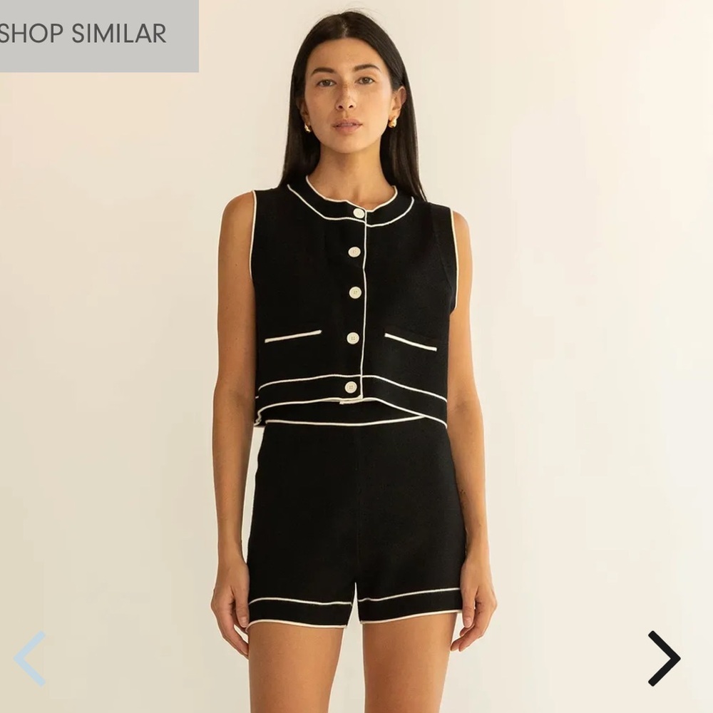 CONTRAST TRIM KNIT SHORT SET